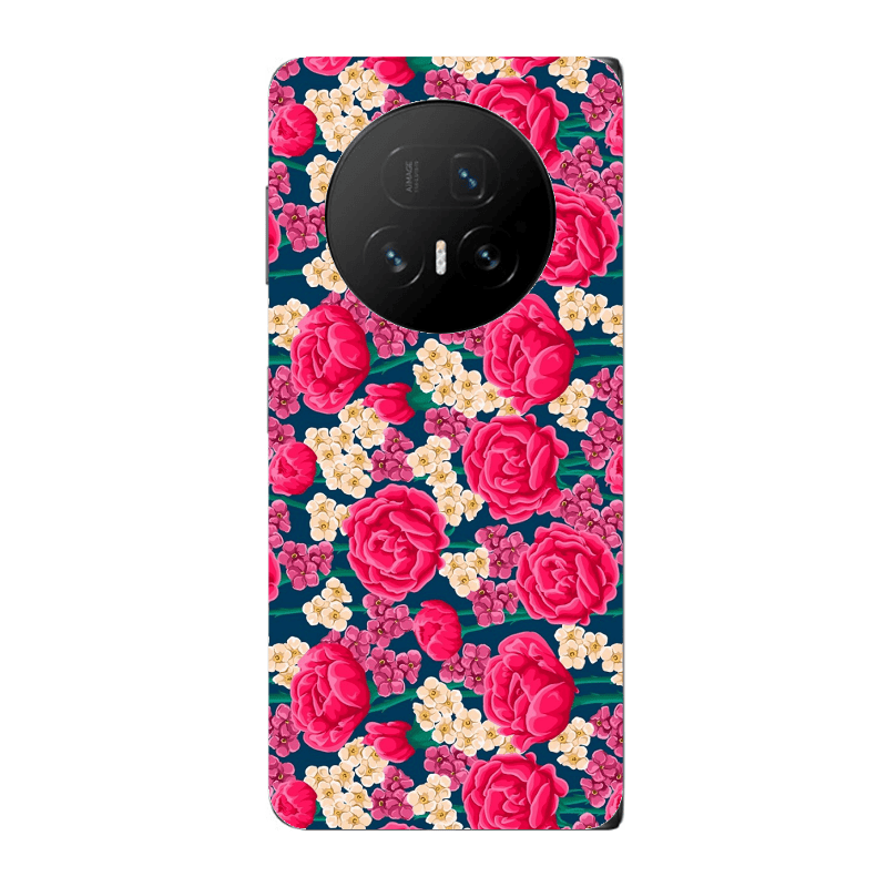 Honor Magic V5 Red and pink Flowers Transparent Silicone TPU Θήκη